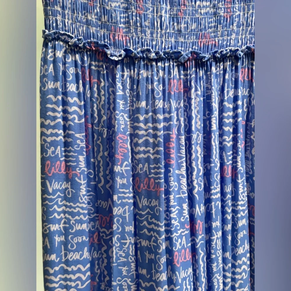 Lilly Pulitzer Anali cover up dress Strapless Blue and Pink Dress - Picture 4 of 6